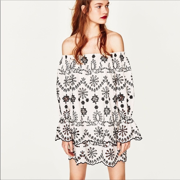 Embroidered Dress ASO Alexis Rose in Schitt’s Creek Off The Shoulder - Picture 8 of 16